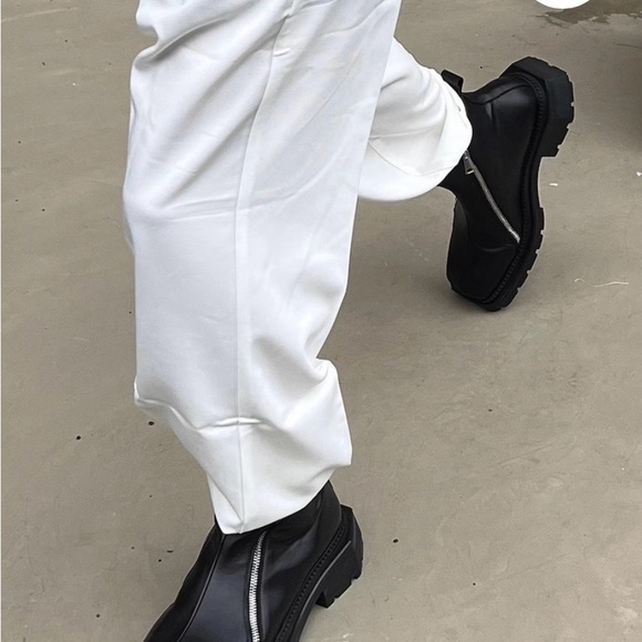 Square toe ankle boots high fashion platform shoes chunk, zipper black - Picture 7 of 7